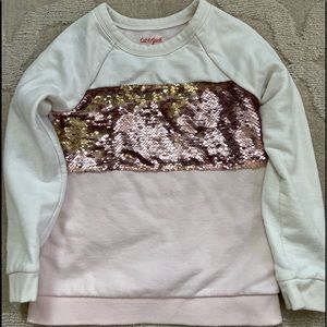 Cat & Jack sweatshirt - pink sequin stripe, girl size 6/6X